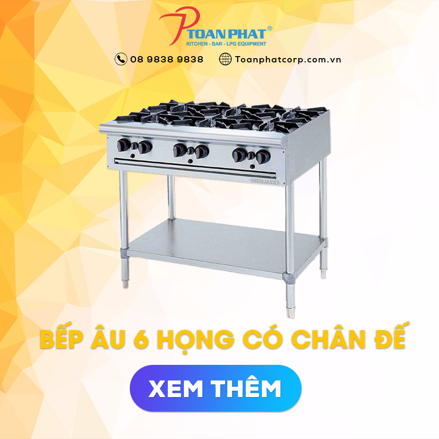 bếp âu 6 họng có chân đế berjaya