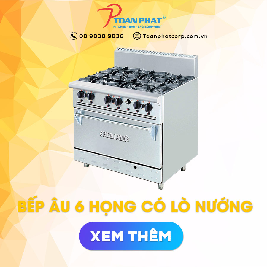 bếp âu 6 họng có lò nướng berjaya